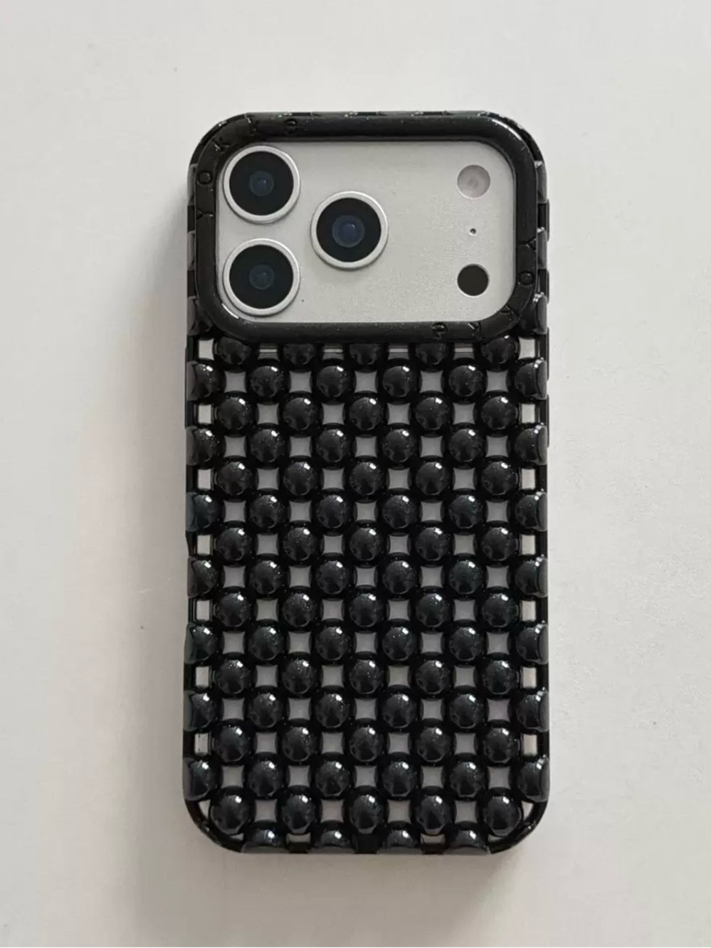 Luxury Black Bubble Bead iPhone 16 Case